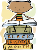 Book Reading Atop Books During Black History Month Print