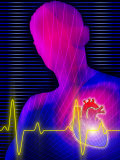 Heartbeat by Heart with Silhouetted Person Affiches