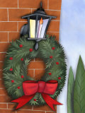 Christmas Wreath on Brick Wall Poster
