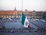 Display of Traditional Mexican Flag in Plaza, Mexico City Photographic Print