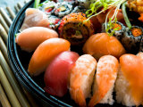 Assortment of Traditional Japanese Sushi on Platter Photographic Print