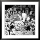 Billy Fury Singer on His 21st Birthday Laying on Floor Wityh Birthday Cake and Cards, April 1962 額入り写真プリント