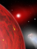 Red Dwarf Star Shines Feebly on a New Member of its Solar System as an Incoming Comet Passes Photographie par Stocktrek Images 