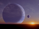 First Rays of a Rising Star Reveal the Distant Gas-Giant Planet Above the Horizon Photographic Print by Stocktrek Images 