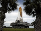 Palmetto Trees Frame Space Shuttle Endeavour as it Rolls Toward the Launch Pad Lámina fotográfica por Stocktrek Images Palmetto Trees Frame Space Shuttle Endeavour as it Rolls Toward the Launch Pad Lámina fotográfica por Stocktrek Images