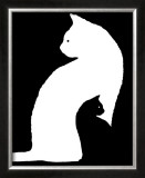 Big White Cat, Small Black Cat Print Big White Cat, Small Black Cat Print