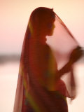 Woman in Traditional Dress, Gadsisar Lake, Jaisalmer, Rajasthan, India Photographic Print by Doug Pearson