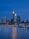 Financial District and Main River, Frankfurt-Am-Main, Hessen, Germany Photographic Print by Walter Bibikow