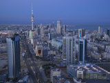 Aerial over Hilalli Street Towards Liberation Tower, Kuwait City, Kuwait Photographic Print by Walter Bibikow