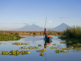Fisherman, Agua and Pacaya Volcanoes in the Background, Monterrico, Pacific Coast, Guatemala Photographie par Michele Falzone