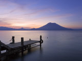 Jetty, Lake Atitlan and Volcano San Pedro, Dawn, Guatemala Photographic Print by Michele Falzone
