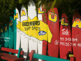 Mexico, Pacific Coast, Guerrero, Ixtapa, Catcha La Ola Surf Shop Sign Photographie par Walter Bibikow