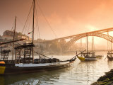 Porto Wine Carrying Barcos, River Douro and City Skyline, Porto, Portugal Photographic Print by Michele Falzone