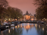 Kloveniers Burgwal Canal and Waag Historic Building, Nieuwmarkt, Amsterdam, Holland Photographic Print by Michele Falzone