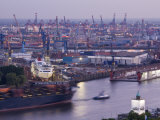 Elbe River and Shipyard, Hamburg, State of Hamburg, Germany, Photographic Print