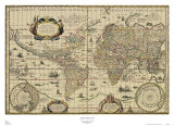 Explorer's World, c.1630 Poster von Willem Jansz Blau