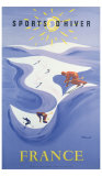 Sport d'Hiver en France Reproduction procédé giclée par Bernard Villemot