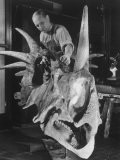 Artist Coloring Model Made from Original Skull of Styracosaurus, American Museum of Natural History Stampa fotografica di Margaret Bourke-White