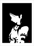 Japanese Kiri-e: Girl Who Indulges to Pensiveness reproduction procédé giclée par Kyo Nakayama