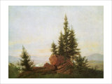 View of the Elbe Valley reproduction procédé giclée par Caspar David Friedrich