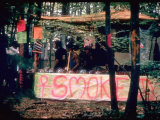 Paraphernalia Stand in Woods Featuring Pillows, Posters, and Incense, Woodstock Music and Art Fair Lámina fotográfica por John Dominis Paraphernalia Stand in Woods Featuring Pillows, Posters, and Incense, Woodstock Music and Art Fair Lámina fotográfica por John Dominis