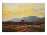 Ruins of Eldena Abbey and the Riesengebirge reproduction procédé giclée par Caspar David Friedrich