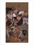 Japanese Rooster with Sunflower in Summer Giclee Print by Jyakuchu Ito
