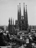 Crowds Gathering Outside the Sagrada Familia Church Photographic Print by Dmitri Kessel
