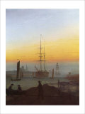 Ships in Greifswald Harbor reproduction procédé giclée par Caspar David Friedrich