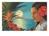 Lever de lune à Aloha Reproduction procédé giclée par Kerne Erickson