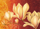 Terracotta Magnolia Swirl Posters par Nicola Rabbett