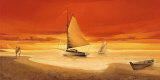 Coucher de soleil sur la plage Affiches par Leon Wells