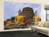 Statues of Buddha in a Temple, Thailand Wall Mural – Large Statues of Buddha in a Temple, Thailand Wall Mural – Large