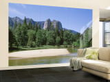 Sandbar in Merced River, Yosemite National Park, California, USA Wall Mural – Large