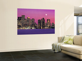 Urban Skyline by the Shore at Night, Boston, Massachusetts, USA Mural
