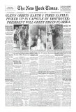 New York Times, February 21, 1962: Glenn Orbits Earth Three Times Giclee Print