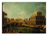 Basilica of Vicenza and the Rialto Bridge reproduction procédé giclée par Canaletto 