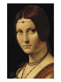 Portrait d'une dame de la cour de Milan, dit à tort "la belle ferronnière" reproduction procédé giclée par Léonard de Vinci