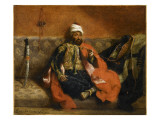 Turc fumant, assis sur un divan reproduction procédé giclée par Eugene Delacroix