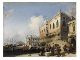 View of Venice, the Embankment of the Slaves and the Doge's Palace, 1827 Giclee-trykk av Richard Parkes Bonington