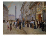 The Exit of the Tailors from the Maison Paquin at Rue De La Paix Giclee-vedos tekijänä Jean Béraud The Exit of the Tailors from the Maison Paquin at Rue De La Paix Giclee-vedos tekijänä Jean Béraud