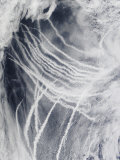 Ship Tracks the Northern Pacific Ocean Photographic Print by Stocktrek Images 
