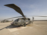 UH-60 Blackhawk Medivac Helicopter Sits on the Flight Deck at Camp Warhorse Lámina fotográfica por Stocktrek Images