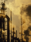 Steam Lit by Evening Light at an Oil Refinery, Houston,Texas Photographic Print by Lynn Johnson