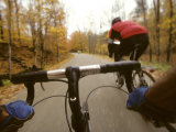Bikers Ride Down a Country Road in the Fall, Vermont Photographie par Skip Brown