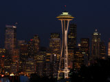 View of the Space Needle and Seattle's Skyline at Night, Washington Photographic Print by Darlyne A. Murawski