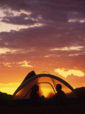 Silhouette of a Couple in a Tent at Sunset, Moab, Utah Photographic Print by Kate Thompson