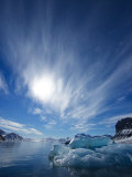 Blue Ice under a Blue Sky with Streaky Clouds, Hornsund, Spitsbergen Island, Svalbard, Norway Photographic Print by Ralph Lee Hopkins