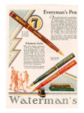 Waterman's, Magazine Advertisement, UK, 1929 Posters