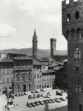 Piazza Della Signoria in Florence with the Belltower of the Badia Fiorentina and the Bargello Tower Photographic Print by Vincenzo Balocchi